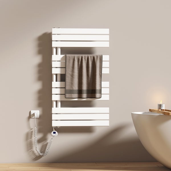 EMKE Elektrischer Badheizkörper 104×60 cm, 600 W, WiFi, 5 Modi, Temperaturregelung & Timer, intelligenter Heizkörper mit Thermostatfunktion & Kindersicherung, Weiß, für Badezimmer