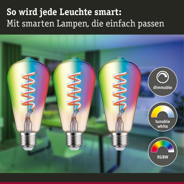 Filament 230V Smart Home Zigbee 3.0 LED Kolben ST64 E27 3x470lm 3x6,3W RGBW+ dimmbar Gold
