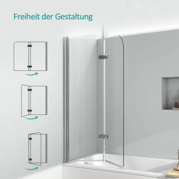 Badewannenaufsatz aus Glas mit Schwenkfunktion für flexible Gestaltung