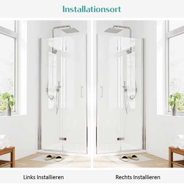 Duschkabine zur Montage links oder rechts im Badezimmer.