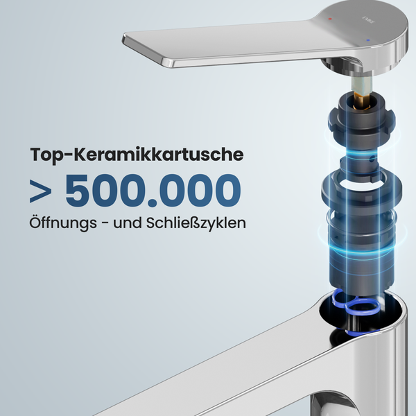 EMKE Einhebel-Waschtischarmatur, Badarmaturen, Schweizer Design, G3/8， Wassersparend, Bleifreies Messing, Korrosionsschutz, Pflegeleicht, Chrom