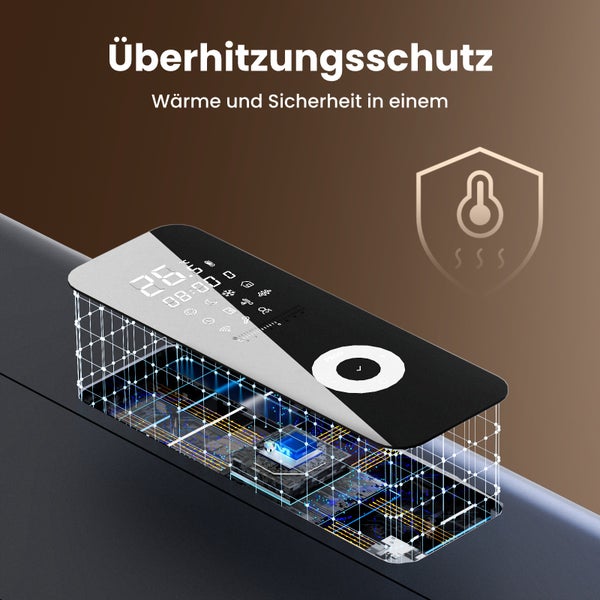EMKE Elektro-Heizkörper 1000W Flachheizkörper Aluminium Wandmontierbar, LCD-Display Timing-Funktion Elektroheizung Überhitzungsschutz Anthrazit