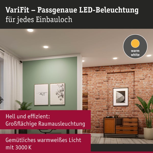 Wohnraum mit eingebauten LED-Leuchten für variable Deckenausschnitte