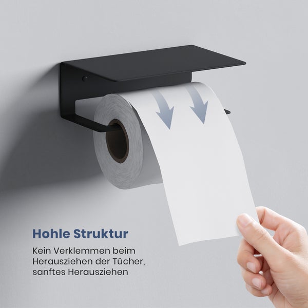 EMKE Edelstahl Papierhandtuchhalter, 160x115x60mm, Matt Schwarz, Klebend & Mit Bohrlöchern Für Wandmontage, Küchen-/Toilettenrollenhalter