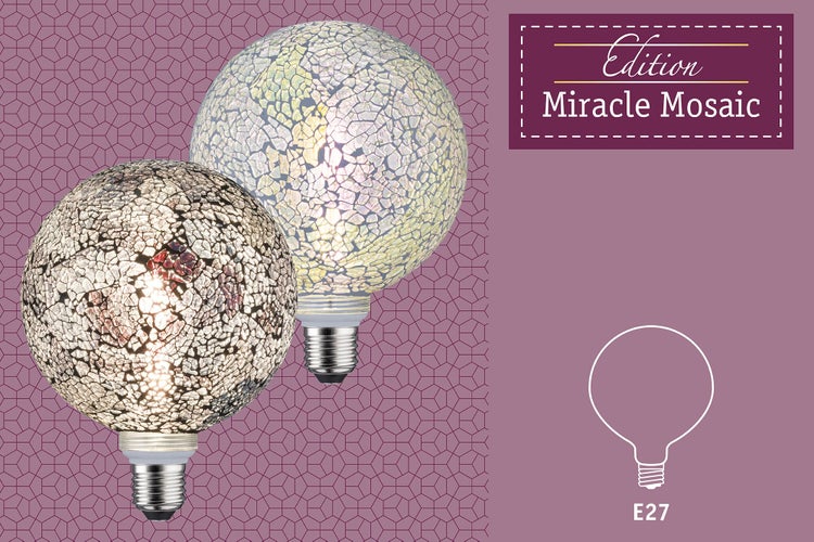 Miracle Mosaic Edition Standard 230V LED Globe G125 E27 470lm 5W 2700K dimmbar Weiß