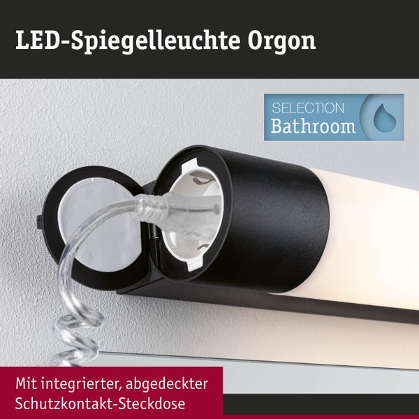 Selection Bathroom LED Spiegelleuchte Orgon Steckdose IP44 3000K 850lm 230V 10,5W Schwarz