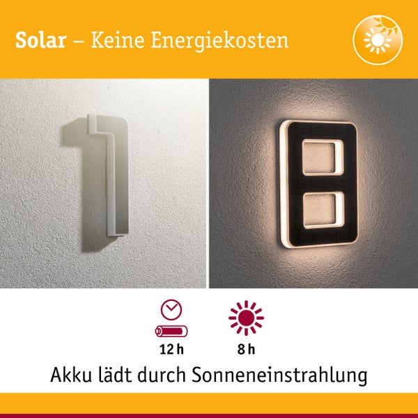 Set Solar LED Hausnummernleuchte inkl. wechselbarer Akku Nummer 18 3000K 2x6lm 2x0,2W Schwarz