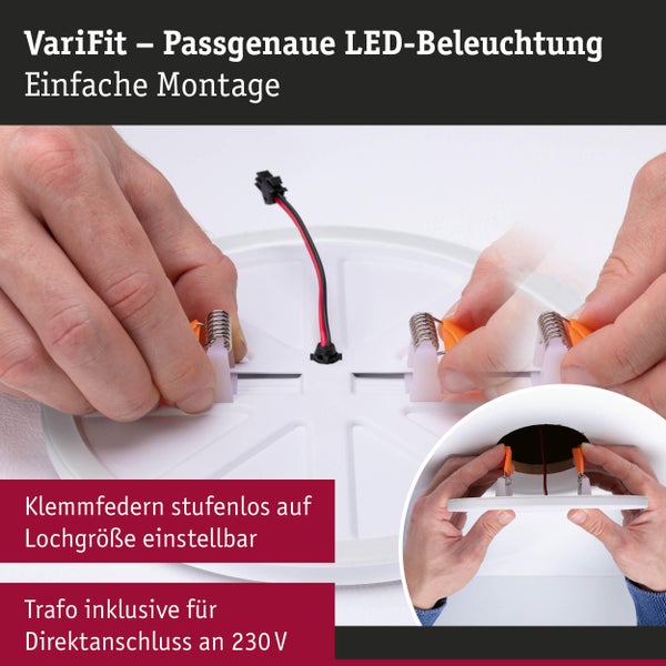 Montage einer LED-Beleuchtung mit justierbaren Klemmfedern und inklusivem Transformator