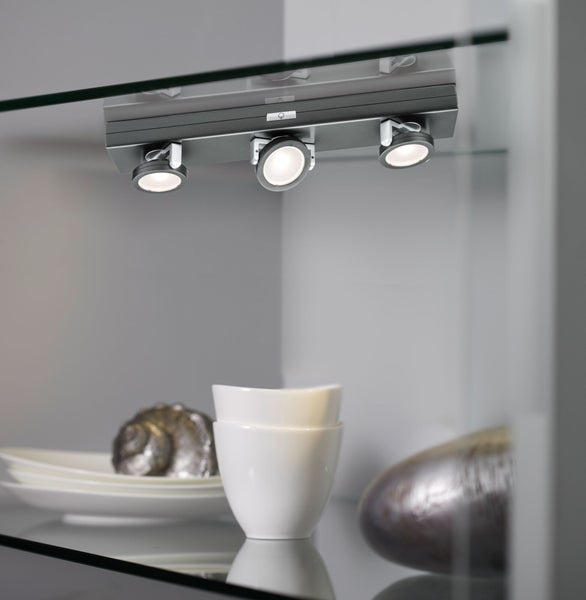 LED Unterschrankleuchte Batterie Rotate inkl. Schalter 310x60mm 3x18lm 3000K dimmbar Anthrazit, Chrom matt