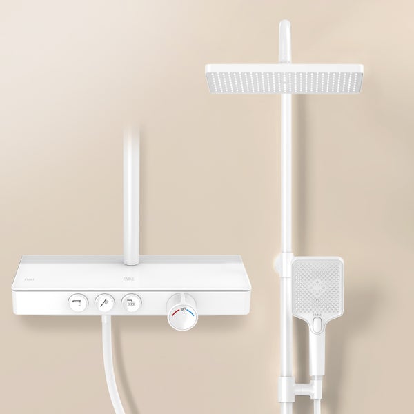 EMKE Duschsystem mit Thermostat Glasablage, Handbrause, 3 Strahlart(en), 45cm Thermostatische Platte,Regendusche mit Armatur