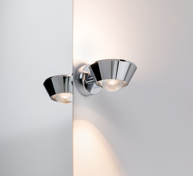 LED Wandleuchte Sabik IP44 2700K 800lm / 390lm 230V 9W / 4W dimmbar Chrom