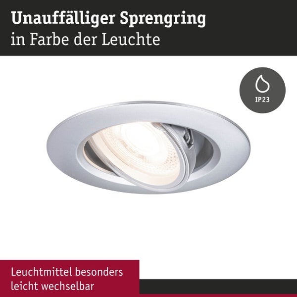 Einbauleuchte 3er-Set schwenkbar rund 90mm 30° GU10 max. 3x10W 230V dimmbar Chrom matt