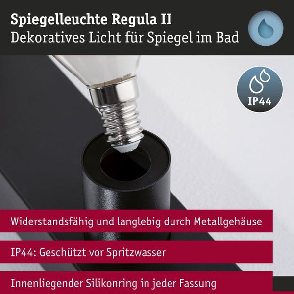 Spiegelleuchte Regula II IP44 E14 230V max. 4x40W dimmbar Schwarz