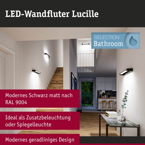 Selection Bathroom LED Wandleuchte Lucille IP44 2700K 1300lm 230V 17W dimmbar Schwarz