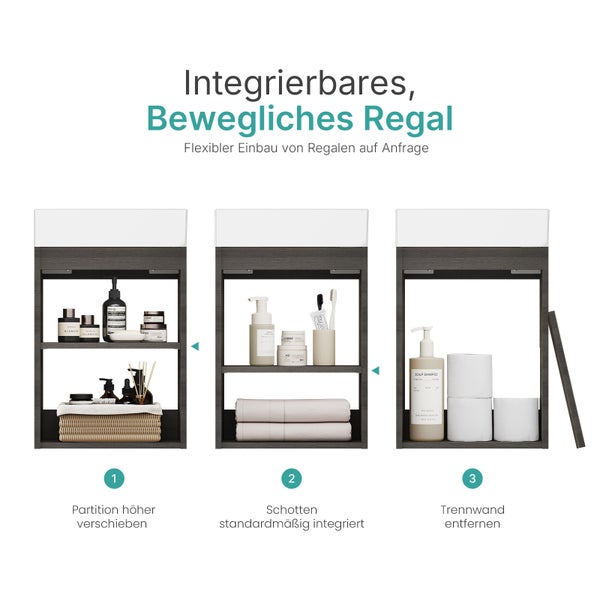 EMKE Waschtisch-Set 41,7 × 24 × 64,6 cm (B×T×H), mit Soft-Close-Funktion, Ablageboden, reversibel, Anthrazit, für Badezimmer