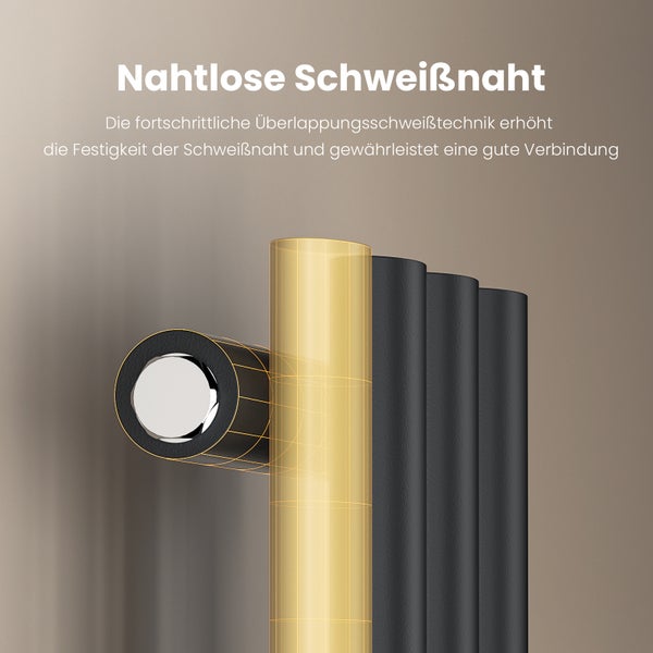 Detailansicht eines Heizkörpers mit nahtloser Schweißnaht für verbesserte Festigkeit und Verbindung.