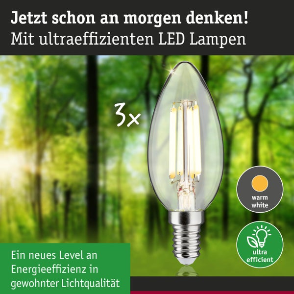 Eco-Line Filament 230V LED Kerze E14 525lm 2,5W 3000K Klar