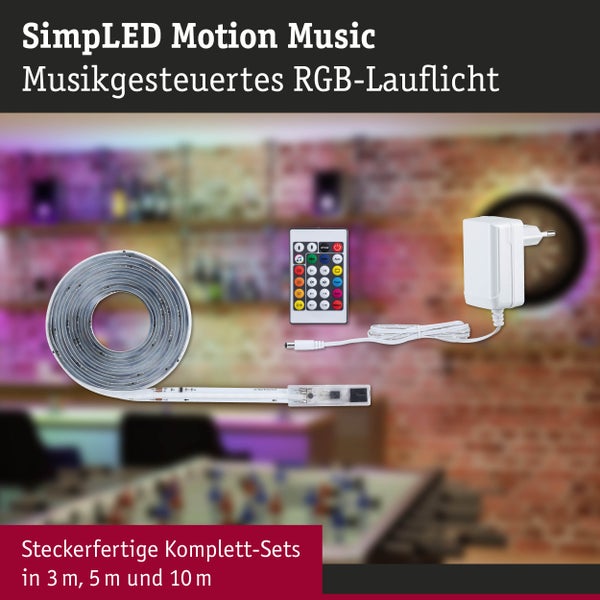 SimpLED Motion Music LED Stripe mit Netzteil und Fernbedienung