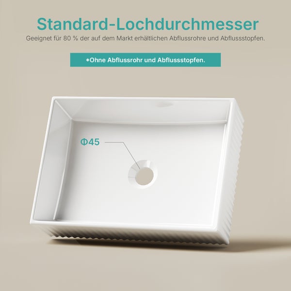 Keramik Duschwannenablauf mit Standard Lochdurchmesser von 45 Millimeter
