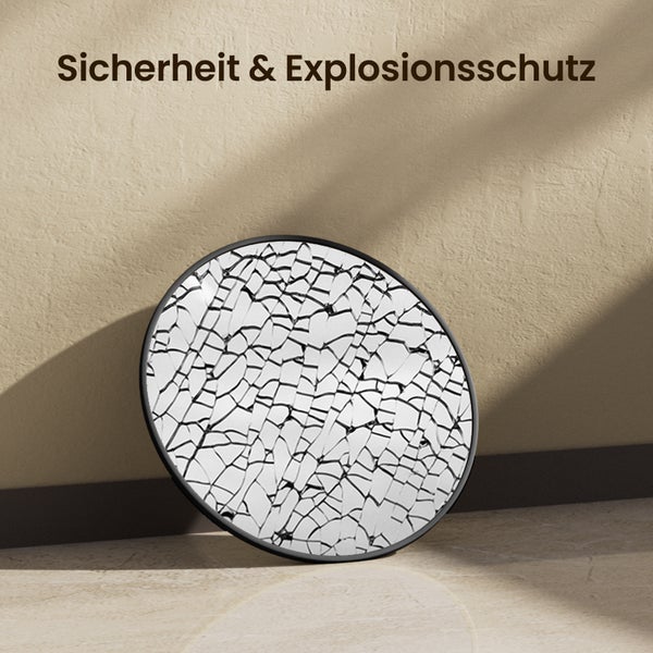 EMKE LED Badspiegel Ø40 cm, Aluminiumrahmen in Schwarz, rostfreier Spiegel, IP44, für Badezimmer