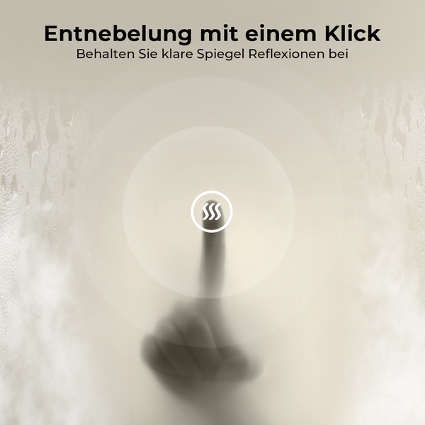 EMKE LED Badspiegel 60x60 cm, dekoratives Mond-Design, dimmbare Beleuchtung, Anti-Beschlag, schwarzer Rahmen, IP44, zur Wandmontage, für Badezimmer & Schlafzimmer