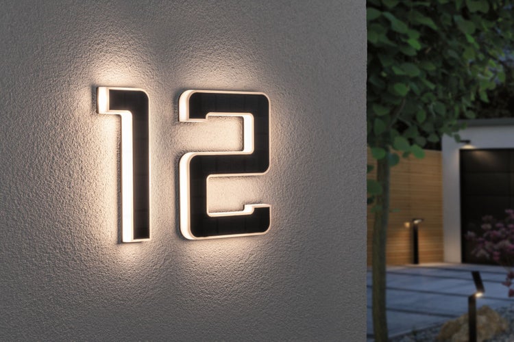 Set Solar LED Hausnummernleuchte inkl. wechselbarer Akku Nummer 12 3000K 2x6lm 2x0,2W Schwarz
