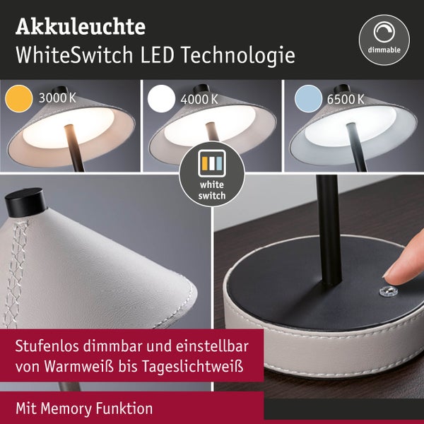 Mobile Tischleuchte Pellini White Switch 300lm 2W Schwarz matt, Beige