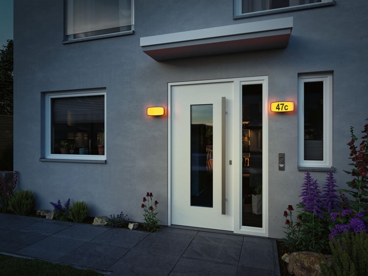 LED Hausnummernleuchte Smart Home Zigbee 3.0 Sheera Dämmerungssensor IP44 276x73mm RGBW+ 6,5W 430lm 230V Anthrazit Kunststoff