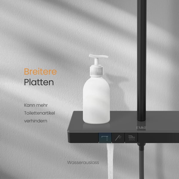 EMKE Duschsystem Duschsystem mit Thermostat Regendusche Duschsystem Kopfbrause, Höhe 83 cm, 3 Strahlart(en), Duschsystem mit Duschkopf, Regendusche, Wasserauslass