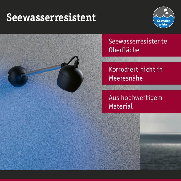 Seawater Resistant Symbol mit einer an der Wand montierten Lampe
