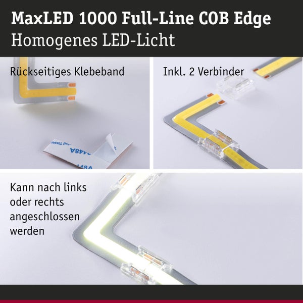 MaxLED 1000 Full-Line COB Edge LED-Licht mit rückseitigem Klebeband und Verbindern