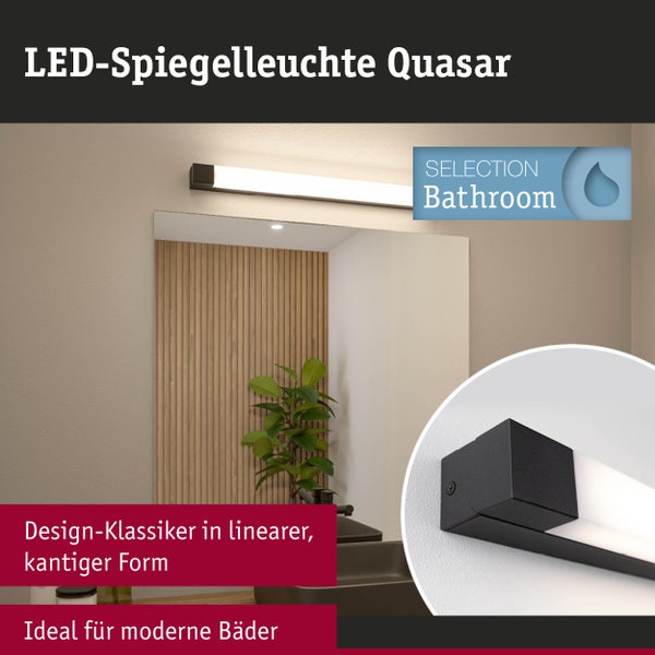 Selection Bathroom LED Spiegelleuchte Quasar IP44 3000K 900lm 230V 11,2W Schwarz