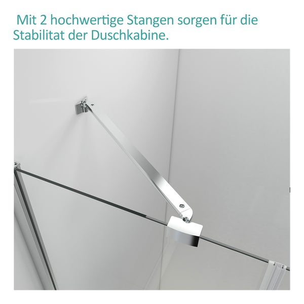 EMKE Eckeinstieg Duschkabine, Eckduschen, Duschabtrennung Pendeltür Duschwand Schwingtür Duschtür Mit Seitenwand, 80x75cm,195cm Höhe
