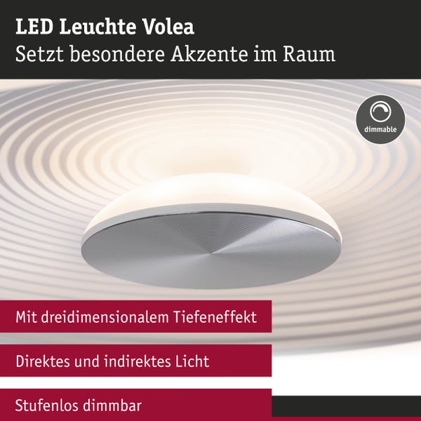 LED Deckenleuchte Volea IP44 3000K 470lm / 1650lm 230V 3,5W / 13W dimmbar Weiß, Silber