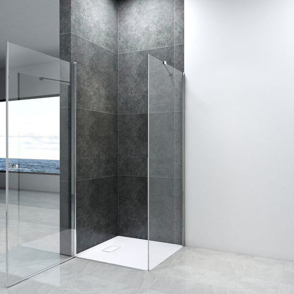 EMKE Duschkabine 80 x 70 cm Nischentür Pendeltür Nano Beschichtung Duschwand Schwingtür Duschtür Seitenwand Eckeinstieg 185 cm