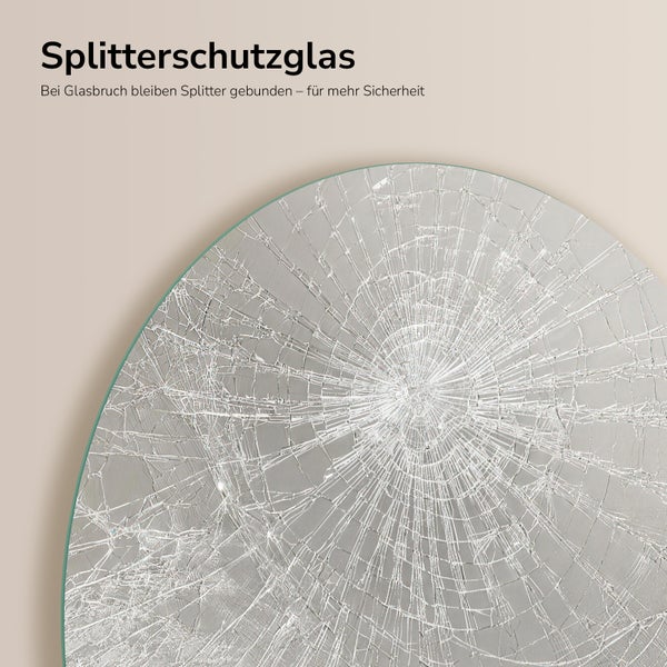 Splitterschutzglas im Vergleichsbild mit Glasbruch, bei dem die Splitter gebunden bleiben für mehr Sicherheit.