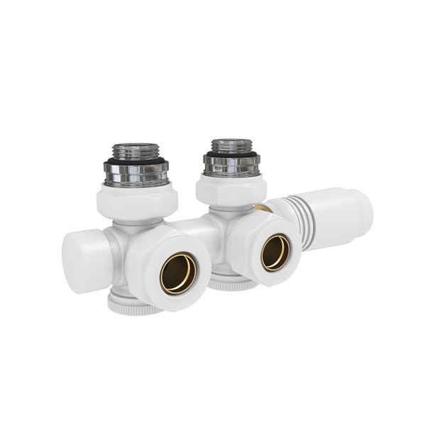 EMKE Heizkörperthermostat Multiblock-Set – Thermostatventil für Handtuchheizkörper, φ16/φ15 x G1/2, Weiß