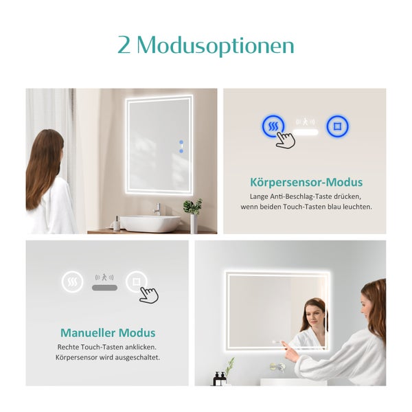 LED Spiegel mit zwei Modusoptionen zur Auswahl