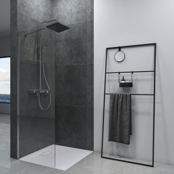Walk-in-Dusche EMKE  Duschwand 70cm Breite, 195cm Höhe, Walk In Duschtrennwand Für Badewanne 5 mm Dusche Glas NANO