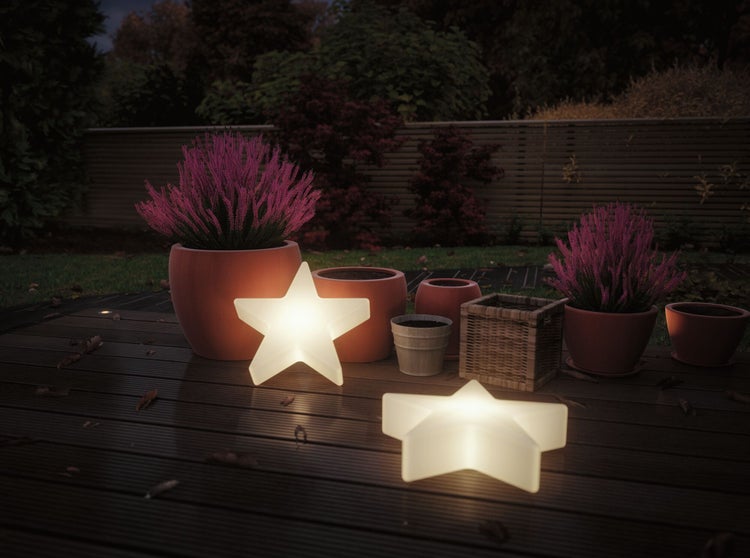 Plug & Shine Set LED Lichtobjekt Star inkl. 2m-Kabel und Trafo IP67 3000K 2,8W Weiß
