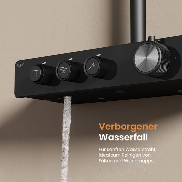 EMKE Duschsystem mit Wasserfalldüse und Bedienelementen