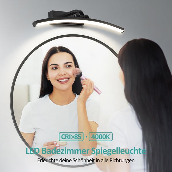 EMKE LED Spiegelleuchte Spiegellampen für das bad spiegelleuchte badezimmer 40cm 180° drehbar spiegelleuchte led BadSpiegelschrank Beleuchtung 4000K Schwarz