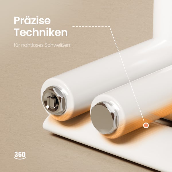 Detailaufnahme von Heizkörperrohren mit nahtloser Schweisstechnik