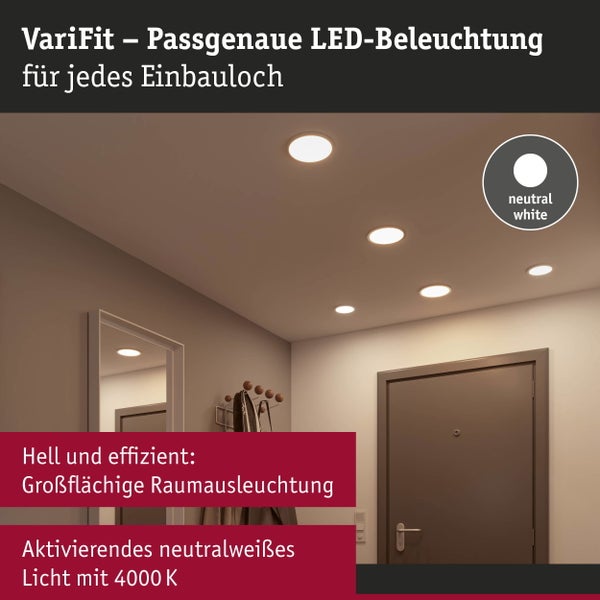 VariFit LED Einbaupanel Areo IP44 rund 118mm 6,5W 500lm 4000K Weiß