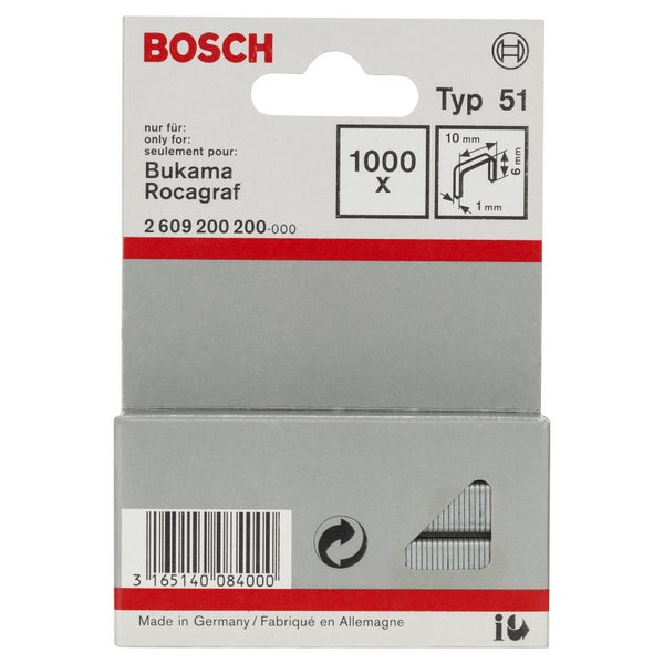 Bosch Typ 51 Klammern, 1000 Stück, für Bukama Rocagraf Tacker