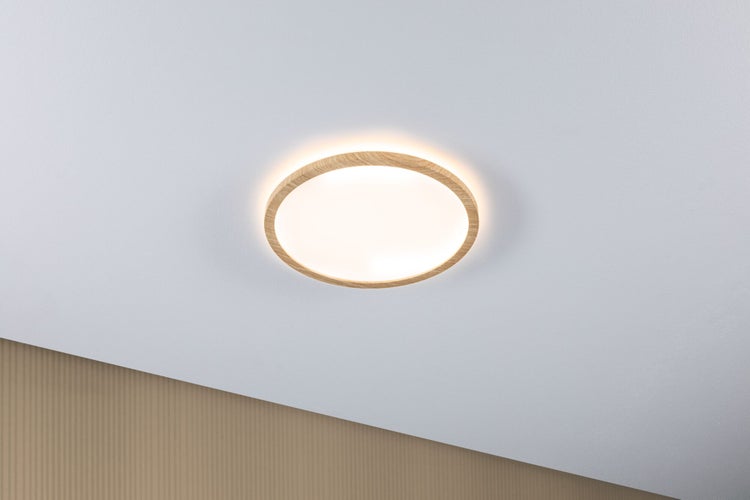 LED Panel Atria Shine Backlight IP44 rund 293mm 16W 1600lm 3000K Holzoptik
