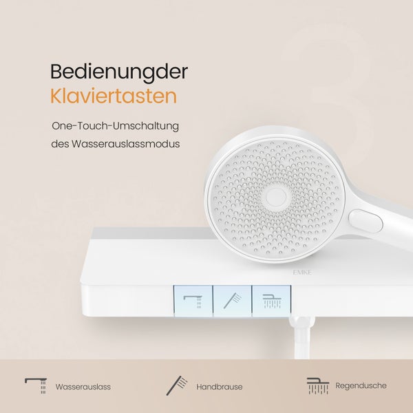 Brausegarnitur mit Handbrause und Tasten zur Wasserauswahl