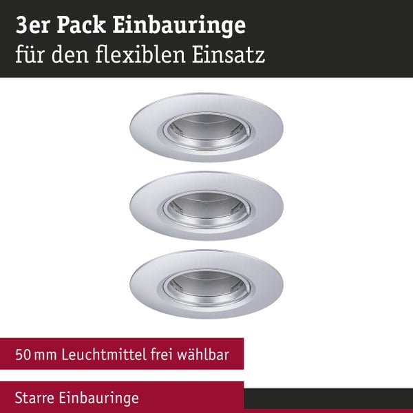 Einbauleuchte 3er-Set starr rund 90mm GU10 max. 3x10W 230V dimmbar Chrom matt