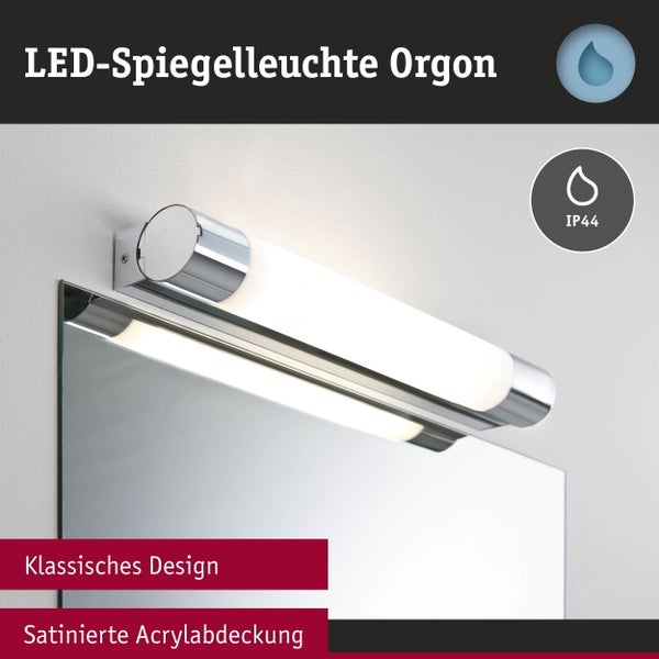 Selection Bathroom LED Spiegelleuchte Orgon Steckdose IP44 3000K 570lm 230V 7,5W Chrom