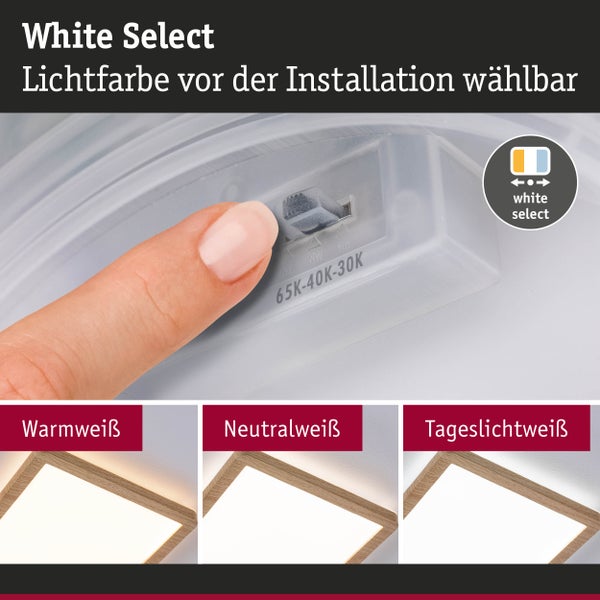 LED Panel Atria Shine IP44 eckig 190x190mm 8W 1160lm 3000 - 6500K Holzoptik